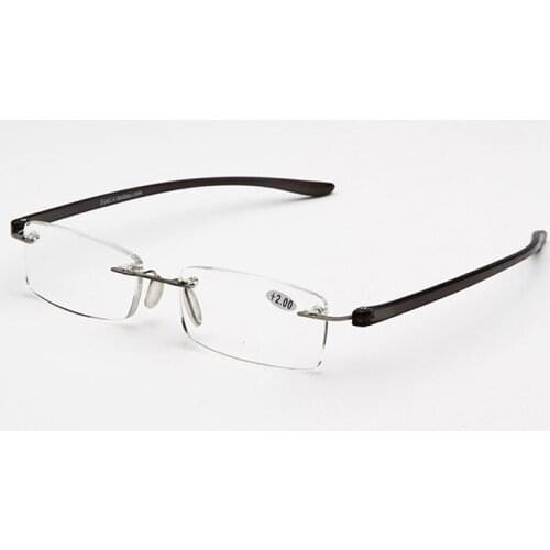 Brand Rimless Reading Glasses for Woman and Man in High Quality Stainless Steel Vintage lightweight Readers with Pouch Discount