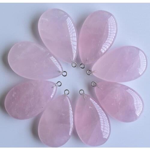 Wholesale 8pcs/lot 2020 fashion hot sale high quality natural pink stone drop 35x22mm pendants Charms for making free shipping