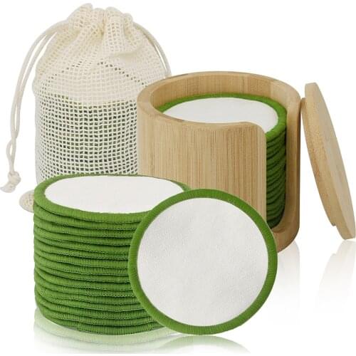 16Pcs Bamboo Cotton Makeup Remover Pads Reusable Soft Facial Clean Pads For Remove Lip Mascara Eye Shadow Lipstick Foundation