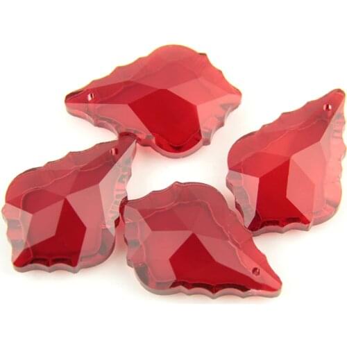 38mm-76mm Dark Red Crystal Glass Chandelier Crystal Maple Leaf Crystal Hanging Pendant For Lamp Part