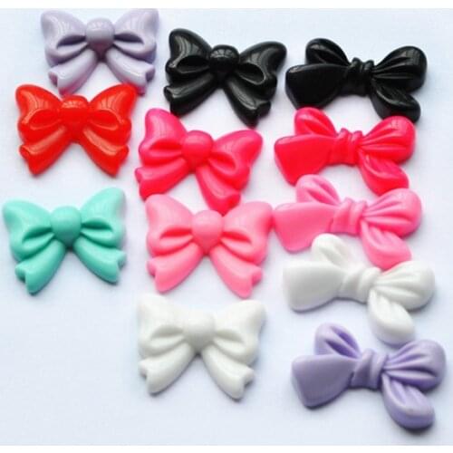 Resin Crafts For Diy Decoration 20pcs Mixed 5colors Cute Flat Back Resin Bow