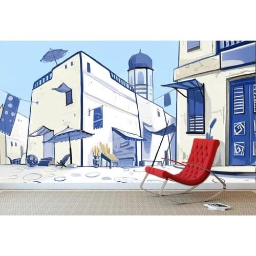 Custom photo 3d wallpaper European style hand-painted landscape blue buildings city room 3d wall murals wallpaper for walls 3 d