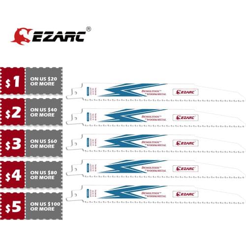 EZARC Reciprocating Saw Blade Bi-Metal Cobalt Sabre Saw Blades for Wood and Metal Demolition 8+10TPI 5-Pack