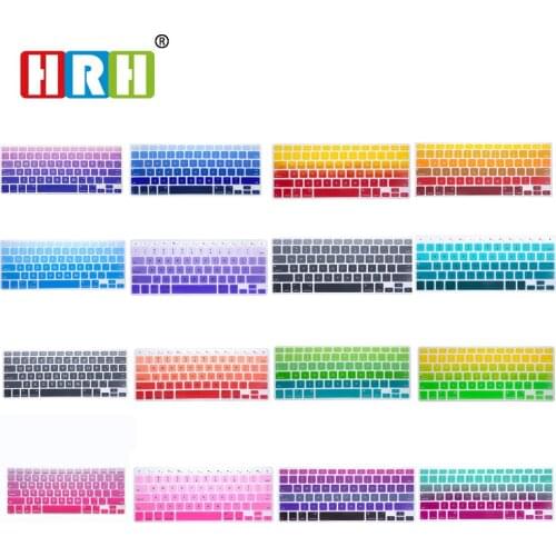 HRH Gradient Rainbow Big Font Silicone English Keyboard Cover Keypad Skin Protector For Macbook Pro Retina 13 15 17 Before 2016