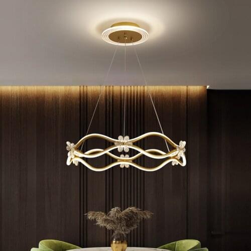 Modern Led Pendant Lamp for Living Dining Room Black Circle Hanging Chandelier Lights Home Kitchen Loft Indoor Lighting Fixture