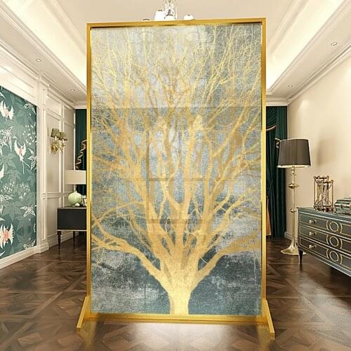 European style light luxury stainless steel screen, living room porch dividers cloth art mobile screen, art screen