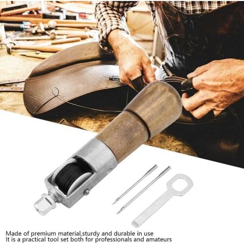 Solid Wood Handle Drillable Awl Leather Craft Cloth Professional Stitching Sewing Repair Tools