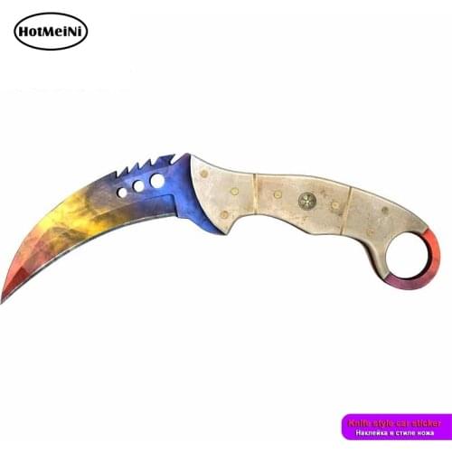 HotMeiNi 13cm x 4.6cm Vinyl Decals for CS GO Karambit Knife Marble Fade Car Stickers Fashion Laptop SUV JDM Camper Waterproof