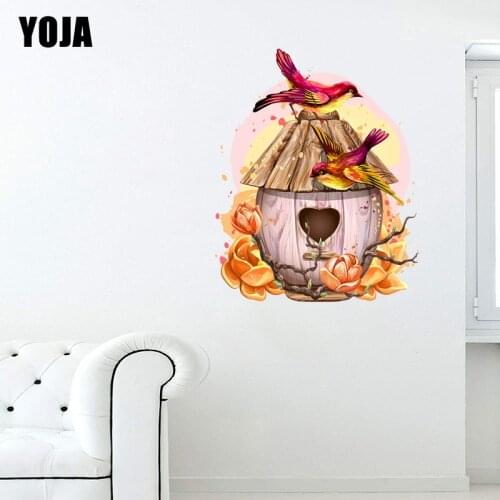 YOJA 37×45.6CM Gorgeous Creative Flower And Bird Cage Childrens Bedroom Wall Stickers Home Decor 8WS0158