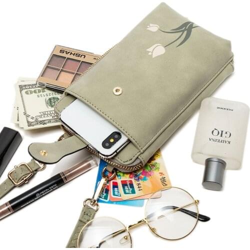 Women Hot Sell Mobile Phone Bags Fashion Multifunction Design Wallet Mini PU Leather Shoulder Messenger Bag Gift Bolsa de Hombro