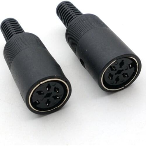 100pcs 6 pin DIN Female Jack Cable Connector