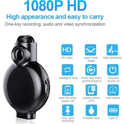 High-definition wide-angle camera V6 mini camera AVI video 1080P, 250mah built-in battery, one-key video recording camera