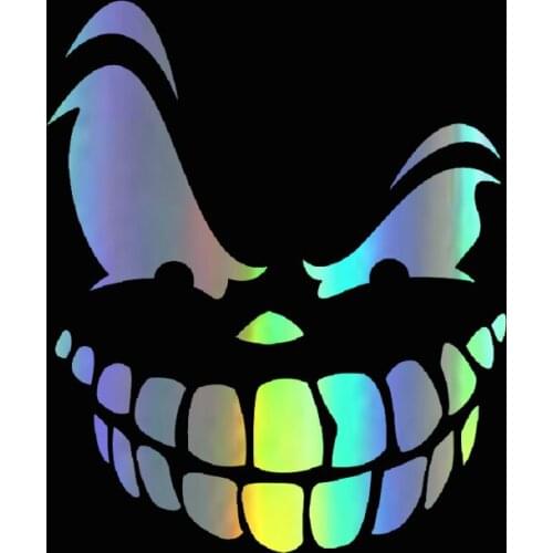 14.1X17CM Car-Styling Cartoon Fun Evil Face Decor Vinyl Decal Decals Vehicle Window Reflective Decals Motorcycle Sticker