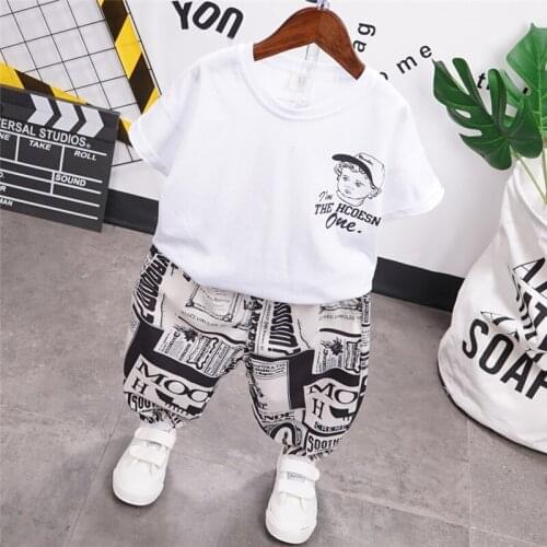 Toddler Boys Clothing Sets Casual Printed Short-sleeved T-shirt Pants 2pcs Kids Clothes Summer Baby Sports Suits For Boy 2020