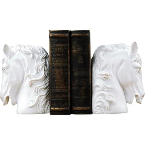 2PCS/SET EUROPEAN BRONZE HORSE HEAD STATUE HORSE ART SCULPTURE ANIMAL FIGURINE RESIN CRAFTS HOME DECORATIONS OPENING GIFT R1404