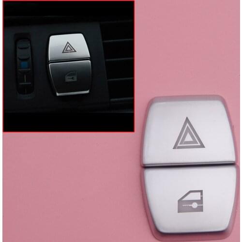 2pcs Warning Light Lamp Lock Switch Button Cover Trim Decals ABS Fit for BMW 5 series F10 F07 2011 2012 2013 2014 2015 2016 2017