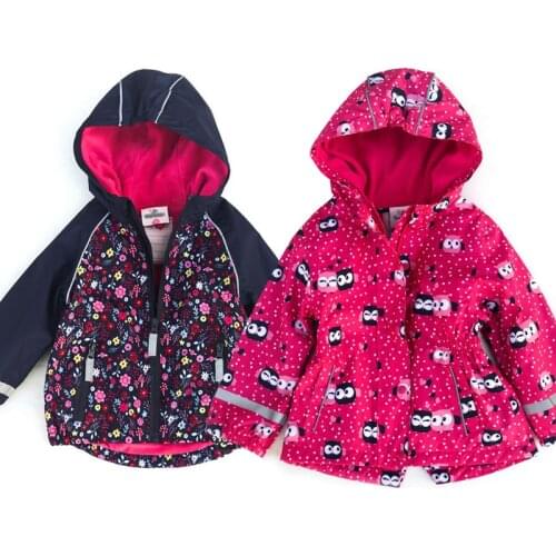 2021 Spring Waterproof Baby Girls Jackets Hoodie Flowers Childrens Coats Sport Outdoor Kids Windbreaker Autumn Toddler Clothes