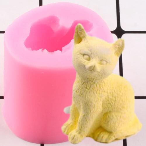 3D Craft Lovely Little Cat Candle Silicone Mold DIY Handmade Soap Mold Cake Decorating Tools Candy Clay Chocolate Gumpaste Molds