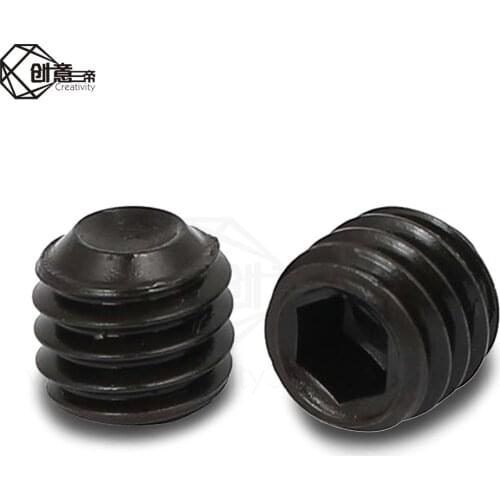 50pcs M3 M4 Black 12.9 Alloy Steel Inner Hexagon Groove Socket Set DIN916 Screw Metric Thread Grub Screws 3D Printer accessorie