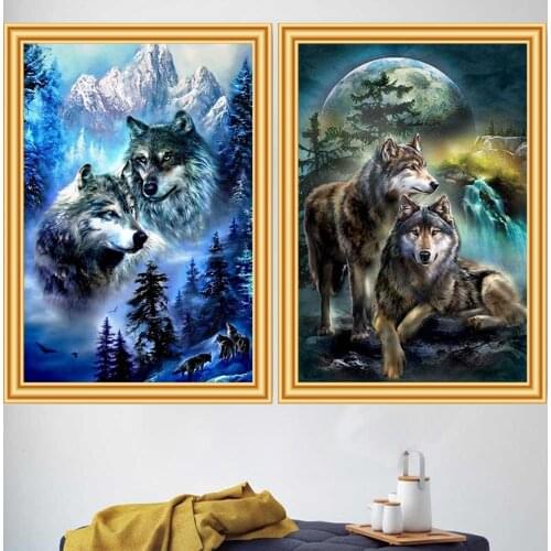 5D DIY Diamond Painting Full Square Animal wolves Cross Stitch Embroidery Diamond Mosaic Wolf Picture of Rhinestones Home Decor