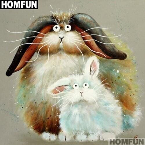 HOMFUN Full Square/Round Drill 5D DIY Diamond Painting "Cartoon rabbit" 3D Embroidery Cross Stitch 5D Home Decor Gift A01407