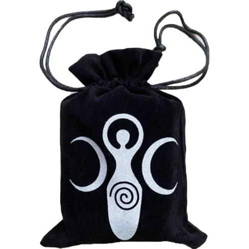 Velvet Moon Phase Goddess Tarot Storage Bag Rune Board Game Witch Divination Card Package Jewelry Gift Display Packing Bags