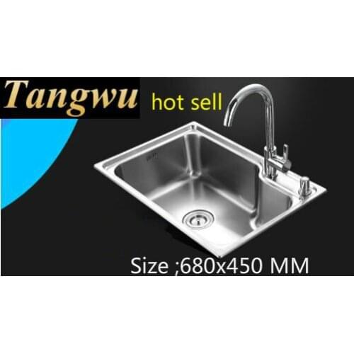 Free shipping Household standard Kitchen sink durable 0.8 mm 304 stainless steel hot sell 680x450 MM