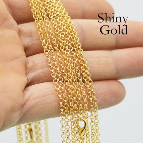 100 pcs - 18‘’ Rose Gold Necklace ,18 Inch Necklace Chain, Rose Gold Rolo Chain Necklace, 45cm Rose Gold Link Chain Necklace