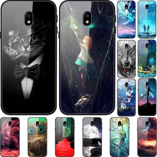 Case For Samsung Galaxy J3 2017 Black Silicone Bumper With Tempered Glass Back Phone Cover Series 3