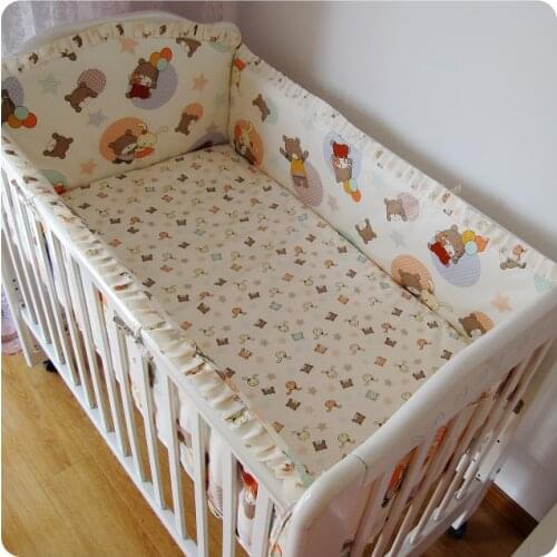 Nordic baby 6PCS Character Cot Baby Bedding Sets Crib Cot Bassinette Baby Bumper (bumper+sheet+pillow cover)
