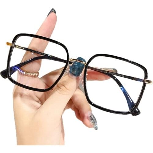 Women Men Metal Glasses Big Square Blue Light Eyeglasses Frame Big Square Computer Glasses Frame