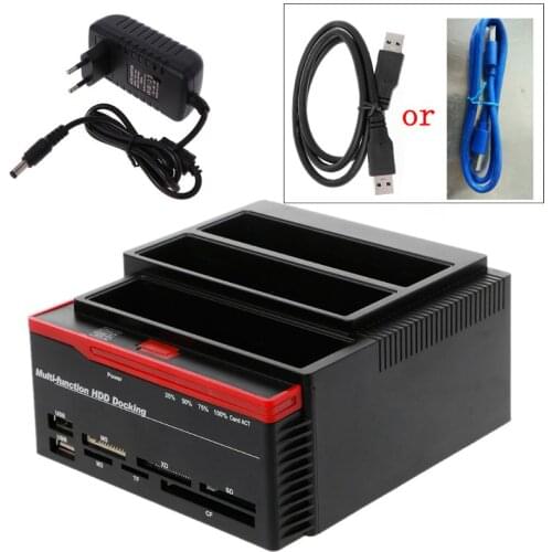 USB3.0 To SATA IDE External 2.5\"/3.5\" HDD Hard Drive Docking Station Card Reader A6HE