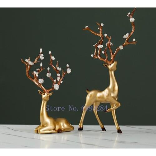 Simulation Animal Sculpture Sika Deer Handicraft Decoration Plum Blossom Modern Home Decoration Animal Sculpture Christmas