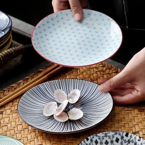 Japanese-style ceramic side dish bread butter plate dessert platter fruit shallow round underglaze machine tableware