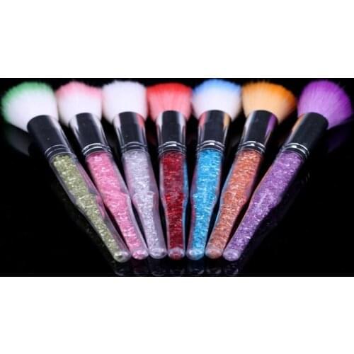 100pcs/lot Rhinestone Long Handle Hair Nail Art Dust Remover Brushes Makeup Foundation Brush Cleaner UV Gel Nail Powder Tools