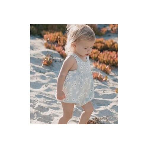 Summer Infant Baby Cotton Linen Bodysuit Girls Floral Print Sleeveless Soft Playsuit Jumpsuit 0-18Months