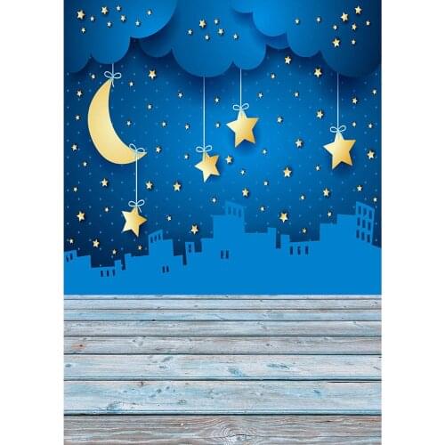 Comic Starry Night Moon Builduings Photographic Background Custom Studio Backdrop for Children Newborn Baby Photocall Photobooth