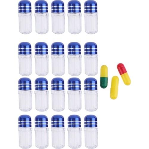 20PCS/lot Empty Capsule Shell Colorful Empty Clear Pill Case Plastic Bottle Drug Container Tablet Medicine Splitters Holder Box