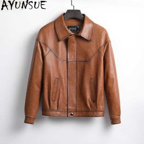 AYUNSUE 2021 Real Sheepskin Jacket Famale Genuine Leather Coats Short Loose Casual Jackets for Women Veste Cuire Femmme SQQ04