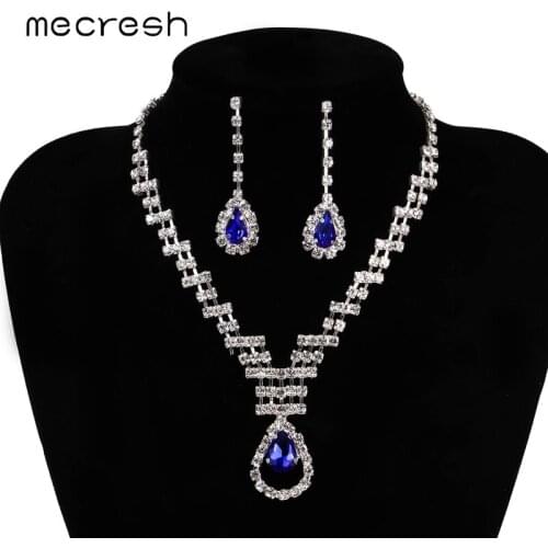 Mecresh Elegant Bridal Jewelry Sets Simple Women Choker Necklace Earrings Wedding Jewelry Sets MTL613