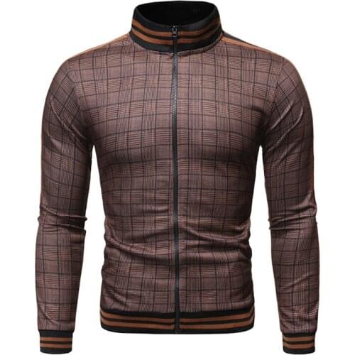 Fashion Trend Mens Jacket Spring And Autumn Jacket Baseball Plaid Jacket European And American Mens Casual Sports Suit