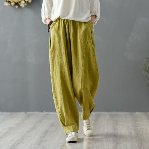 2021 Spring And Summer New Loose Large Size Linen Casual Yoga Womens Bloomers Martial Arts Pants