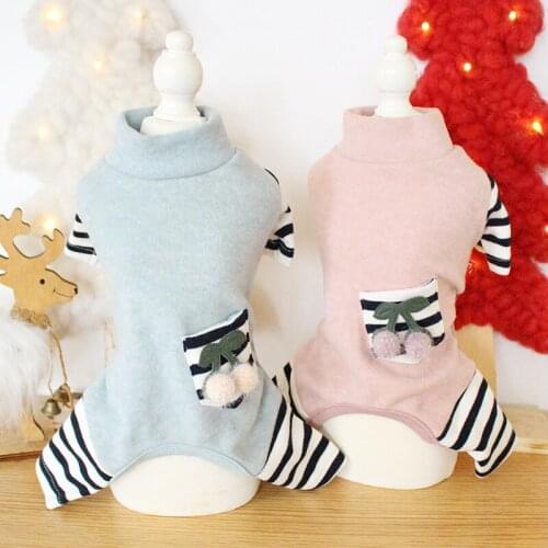 Dog Clothes Cherry Striped Cotton Cat Dog Jumpsuit Jacket Coat PET Clothing For Dogs Pet Winter Products Puppy Chihuahua