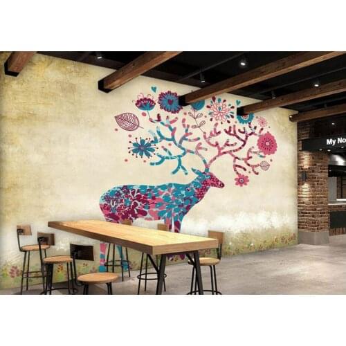 Custom retro wallpaper,Hand-painted deer,3D photo mural for living room restaurant hotel background wall waterproof wallpaper