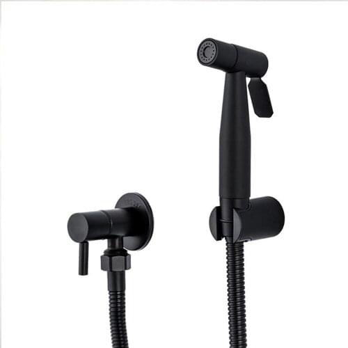 Portable Hand Held Bidet Sprayer Kit, Stainless Steel Shower Sprayer Shattaf Set for Toilet Bathroom Personal Hygiene, Black