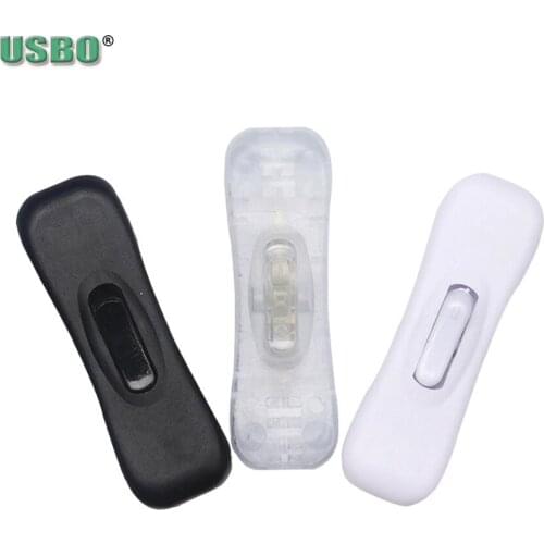 Transparent White Black 10pcs Wholesale 250v 125v 2A 304 LED power cable switch halfway rocker on off push button online switch