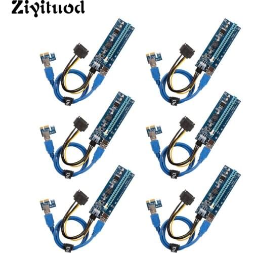 Ubit IN-STOCK 6 PCS/Lot 1x to 16x Express Extender Riser Card USB 3.0 PCI-e Extension SATA 15pin to 6pin Power Cable For Bitcoin