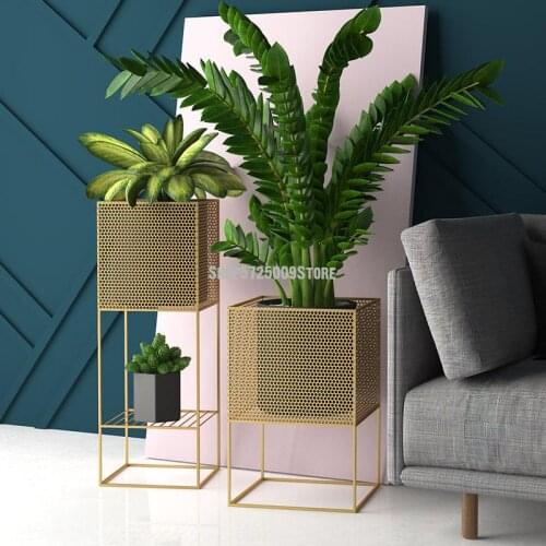 Light luxury home mobile metal flower shelf indoor living room balcony simple flower pot stand floor type multi-layer potted pla