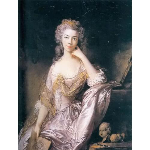 Hand Painted Oil Canvas Painting Reproduction Thomas Gainsborough Painting Art Lady Portrait of Mrs. Lomond Holding Sketch