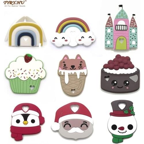 TYRY.HU New Cartoon Silicone Teether BPA-Free Baby Chewing Molar Teething Toy Pacifier Chain DIY Accessories